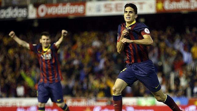 Bartra celebra su gol con el Barça en la final de la última Copa del Rey