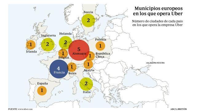 Las ciudades europeas en las que actúa Uber