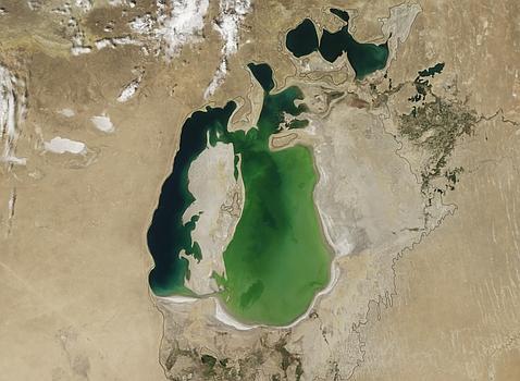 La cuenca oriental del Mar de Aral se seca por completo