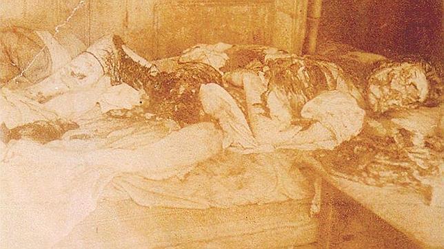 Mary Jane Kelly, ya fallecida, cuando fue encontrado su cadáver