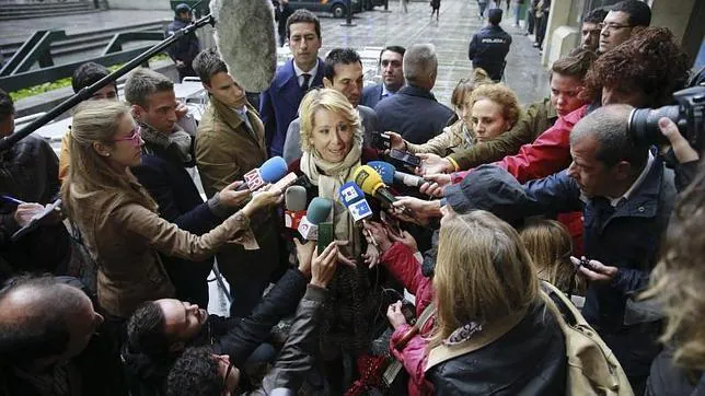 Esperanza Aguirre, a su llegada a los Juzgados de lo Social de la Comunidad de Madrid
