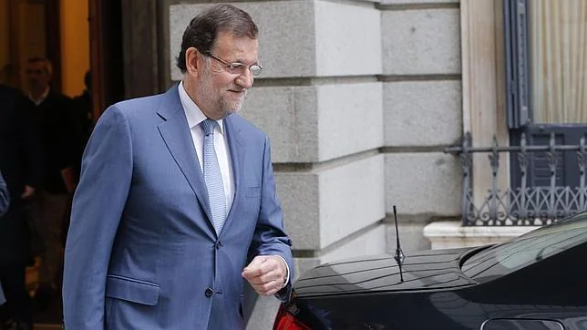 El presidente del Gobierno, Mariano Rajoy, el miércoles a la salida del Pleno del Congreso
