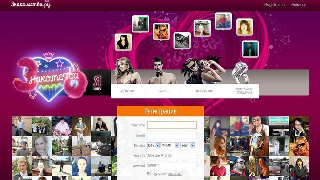 Página web rusa de un servicio de prostitución y sexo ocasional