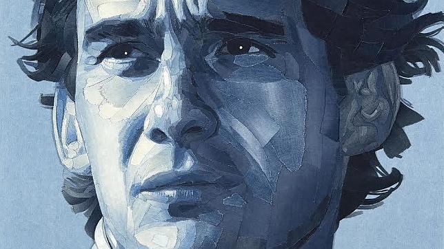 Un retrato de Ayrton Senna hecho con pantalones vaqueros