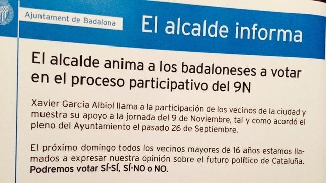 Aparecen falsos folletos en Badalona en los que el alcalde invita a votar el 9-N