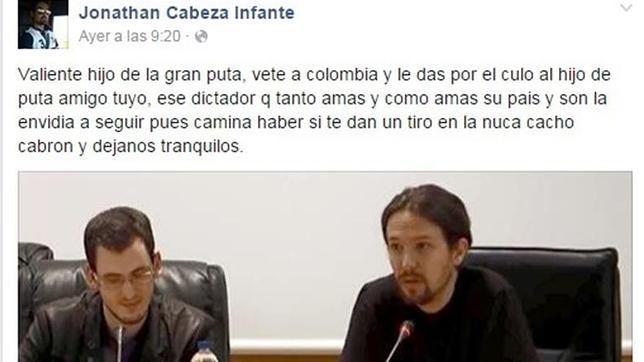 El mensaje amenazante de un edil del PP contra Pablo Iglesias