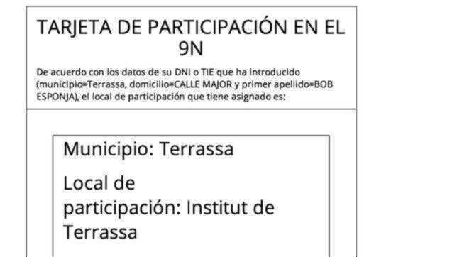 Imagen de las tarjetas de participación de la consulta del 9-N que facilita la web de la Generalitat