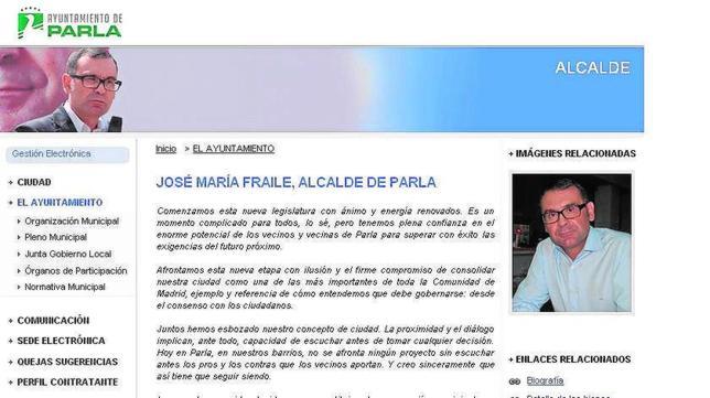 La web del Ayuntamiento sigue informando de que Fraile es el alcalde