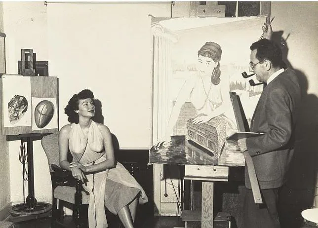 Autorretrato de Man Ray retratando a Ava Gardner en 1950