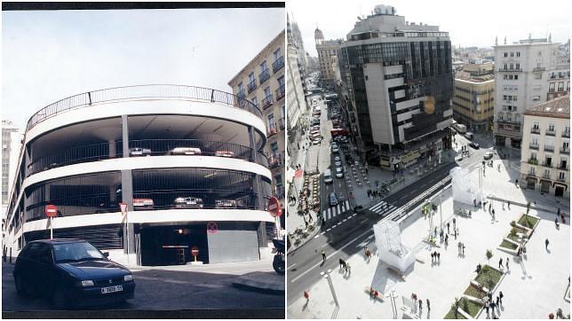 El aparcamiento de Santo Domingo, con su característica forma de piano, fue derribado y en su lugar se ha abierto una plaza despejada.