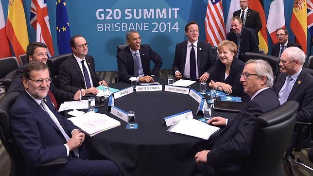 En Brisbane, Rajoy fue felicitado por las reformas. En la imagen, en una reunión con líderes europeos y Obama