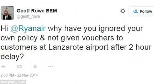 Protestas de uno de los pasajeros a través de Twitter