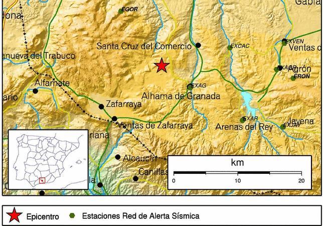 Sentido en Granada y Málaga un seísmo de 3,2 con epicentro en Alhama