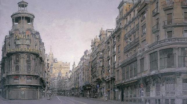 «Gran Vía», 1974-1981. Óleo sobre tabla. Colección privada