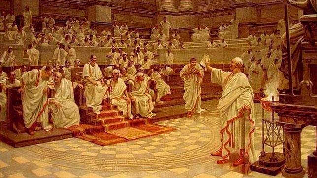 Cicerón hablando en el Senado romano