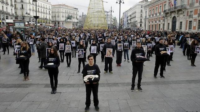 Muestran en Sol cadáveres de animales «maltratados» para reivindicar sus derechos