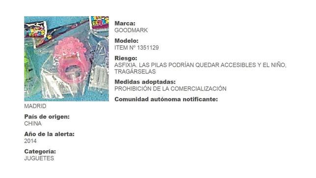 Ficha del producto en el portal de consumo de la Comunidad de Madrid