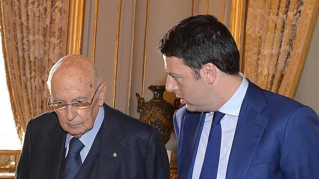 El presidente Napolitano junto a Matteo Renzi, primer ministro de Italia