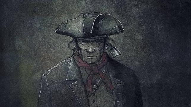 El capitán a su llegada a la posada, detalle de una de las ilustraciones de Jordi Vila Delclòs para esta edición