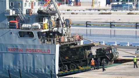 Parte del sistema Patriot embarcado en el puerto de Algeciras / EMAD