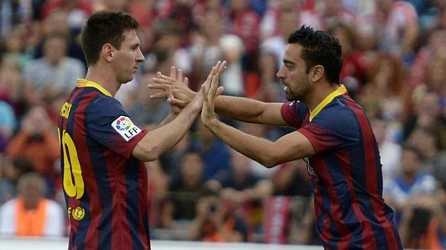 Messi y Xavi, en un partido del Barcelona