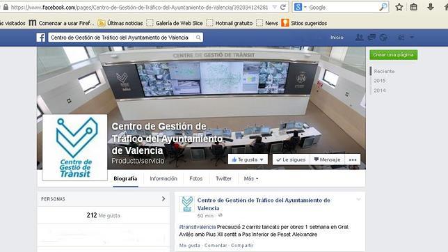 El Centro de Gestión de Tráfico de Valencia incorpora Facebook para informar al ciudadano