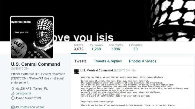 Captura de la página de la cuenta de Twitter del Comando Central de EE.UU.