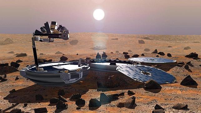 Ilustración de Beagle 2 en Marte