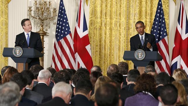 David Cameron y Barack, en la rueda de prensa que han ofrecido después de su reunión