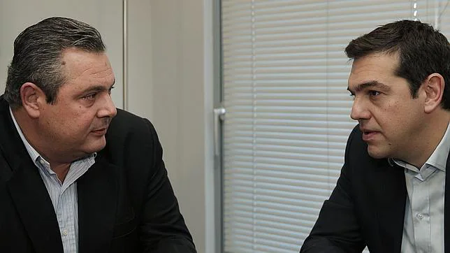 Panos Kamenos y Alexis Tsipras: primera reunión tras los comicios griegos y primer acuerdo de gobierno