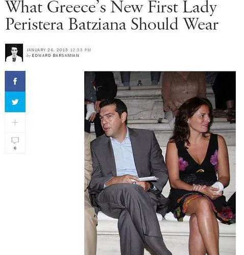 El post de «Vogue USA» exhorta a la mujer de Alexis Tsipras a vestir alta costura