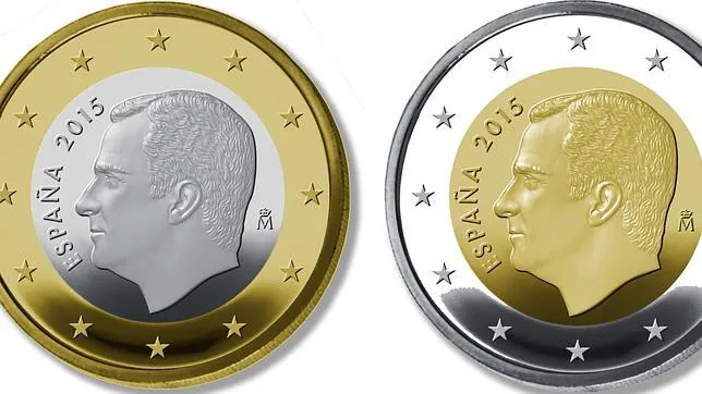Fotografía facilitada por el Ministerio de Economía que ha informado de la puesta hoy en circulación de las nuevas monedas de 1 y 2 euros con la imagen de Felipe VI