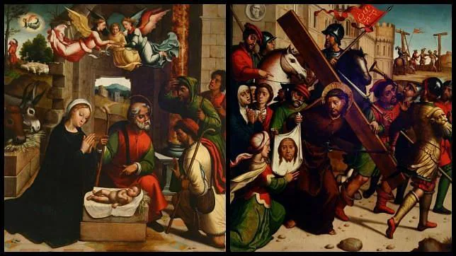 Nacimiento y Cristo Camino del Calvario, procedentes de un primitivo retablo de Juan Correa de Vivar