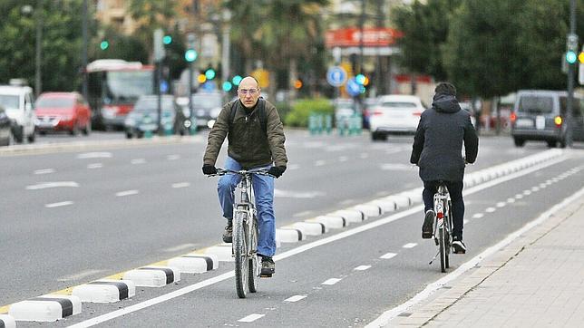 Imagen de los nuevos tramos del carril bici de Valencia
