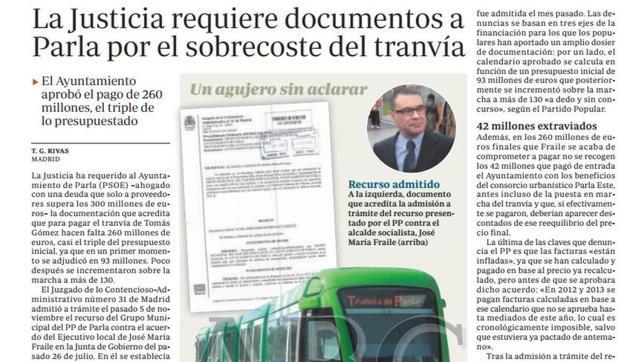 Seis años desde que ABC destapó los sobrecostes del tranvía de Parla