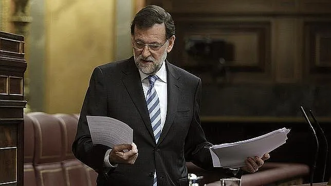 El presidente del Gobierno, Mariano Rajoy, en la tribnuna del Congreso