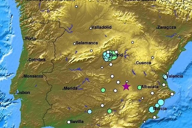 Gráfico del terremoto sentido esta tarde en el centro del país