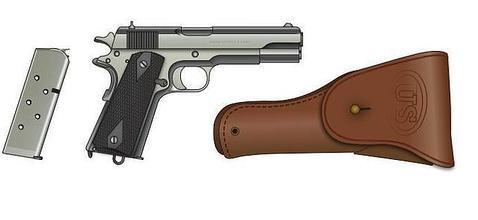 Colt 1911 junto a su pistolera