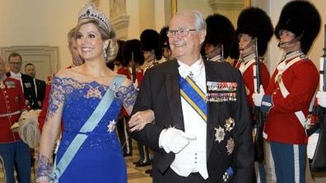 La Reina Máxima de los Países Bajos durante la cena de gala en Copenhague