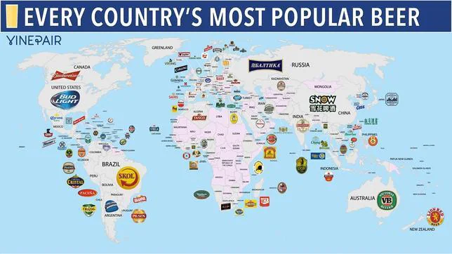 El mapa (país por país) de las cervezas más populares