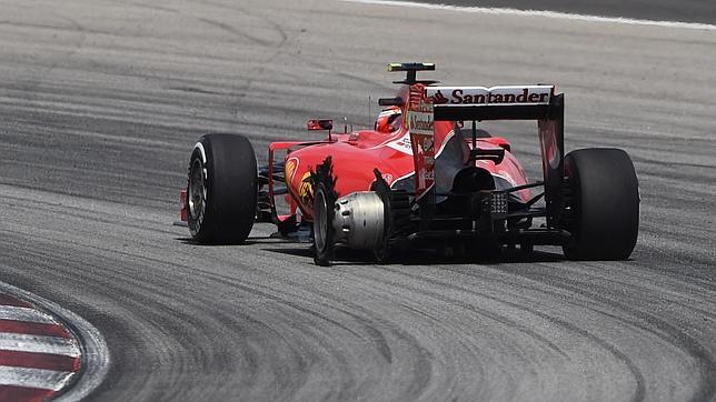 El coche de Raikkonen, tras su percance