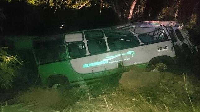 El autobús de hinchas del Atlético Junior que resultó accidentado