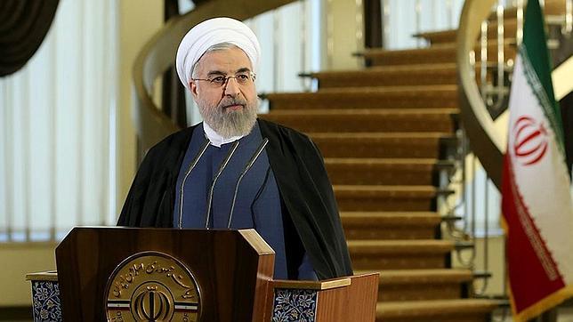 El presidente iraní Hasán Rohaní, durante una rueda de prensa