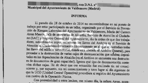 El juez Velasco tiene este documento desde ayer