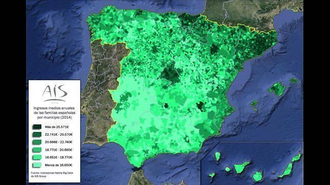 Este es el nuevo mapa de lo que ganan las familias españolas
