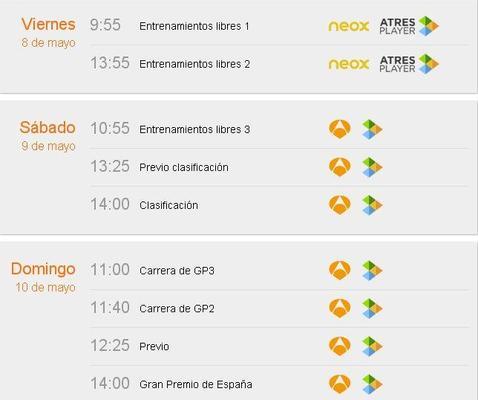 Horarios del GP de España 2015