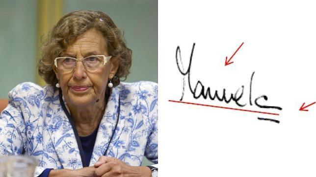 Manuela Carmena y su rúbrica