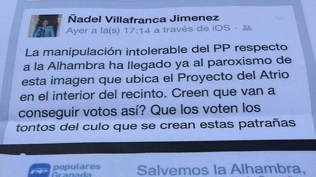 La directora de la Alhambra llama «tontos del culo» a los votantes del PP