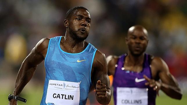 Galtin durante la carrera de los 100 metros en Doha