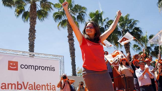 Imagen de Mònica Oltra en el mitin central de campaña de Compromís